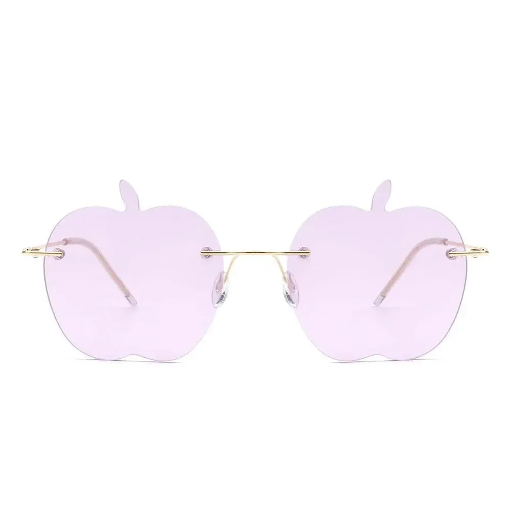 Funky Chic Rimless Apple Shape Purple Sunglasses Party Fun Vibes